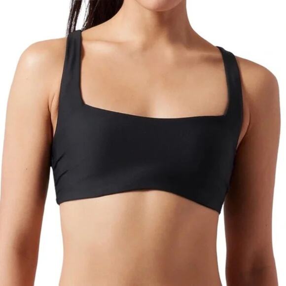 Athleta Square Neck Bra Cup Black Bikini Top Size 40D/DD - Picture 1 of 10